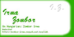 irma zombor business card